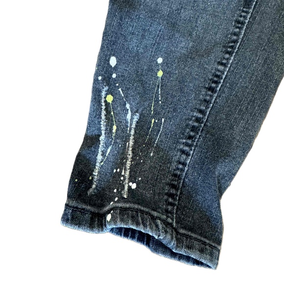 Shein Men's Skinny Jeans Paint Splatter Distressed Dark Wash Size 34 - Picture 6 of 16